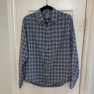 Faherty Men's Blue and Purple Plaid Shirt